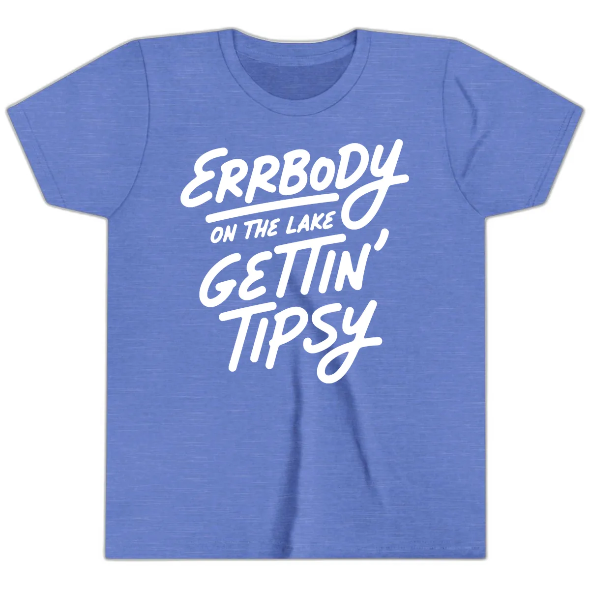 Errbody On The Lake Gettin Tipsy Youth T-Shirt in Heather Columbia Blue
