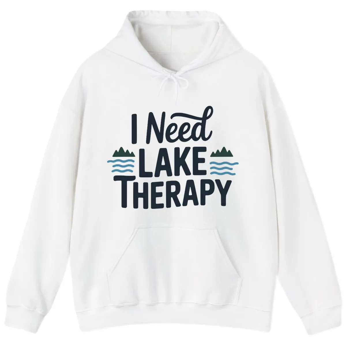 I Need Lake Therapy Typography Hoodie in White