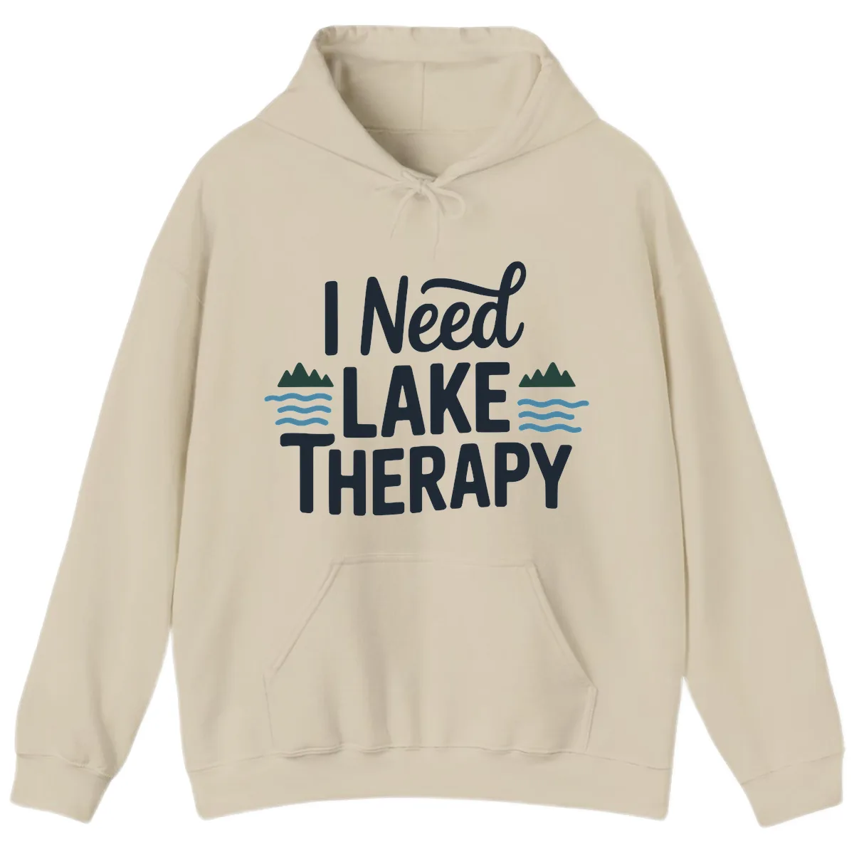 I Need Lake Therapy Typography Hoodie in Sand