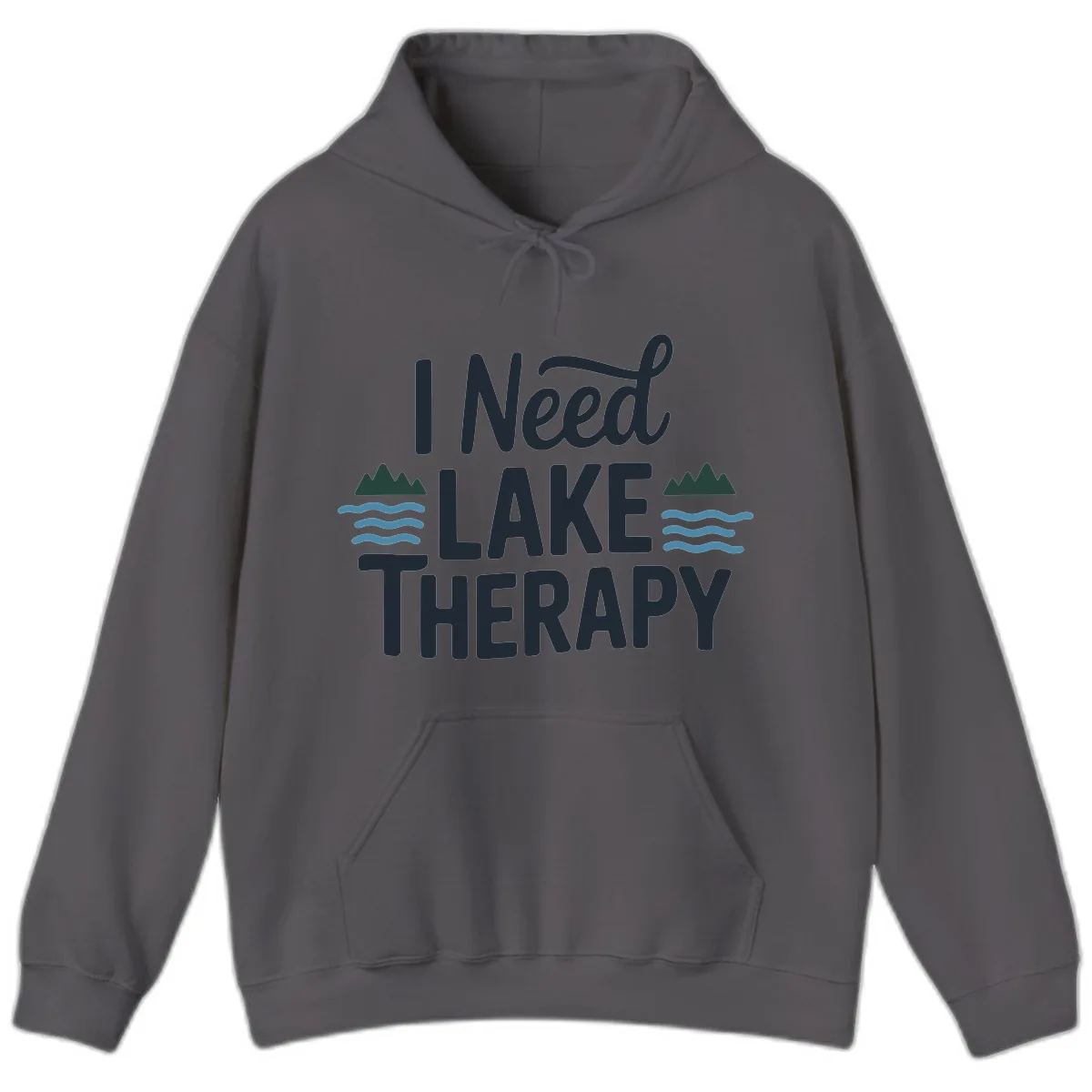 I Need Lake Therapy Typography Hoodie in Charcoal