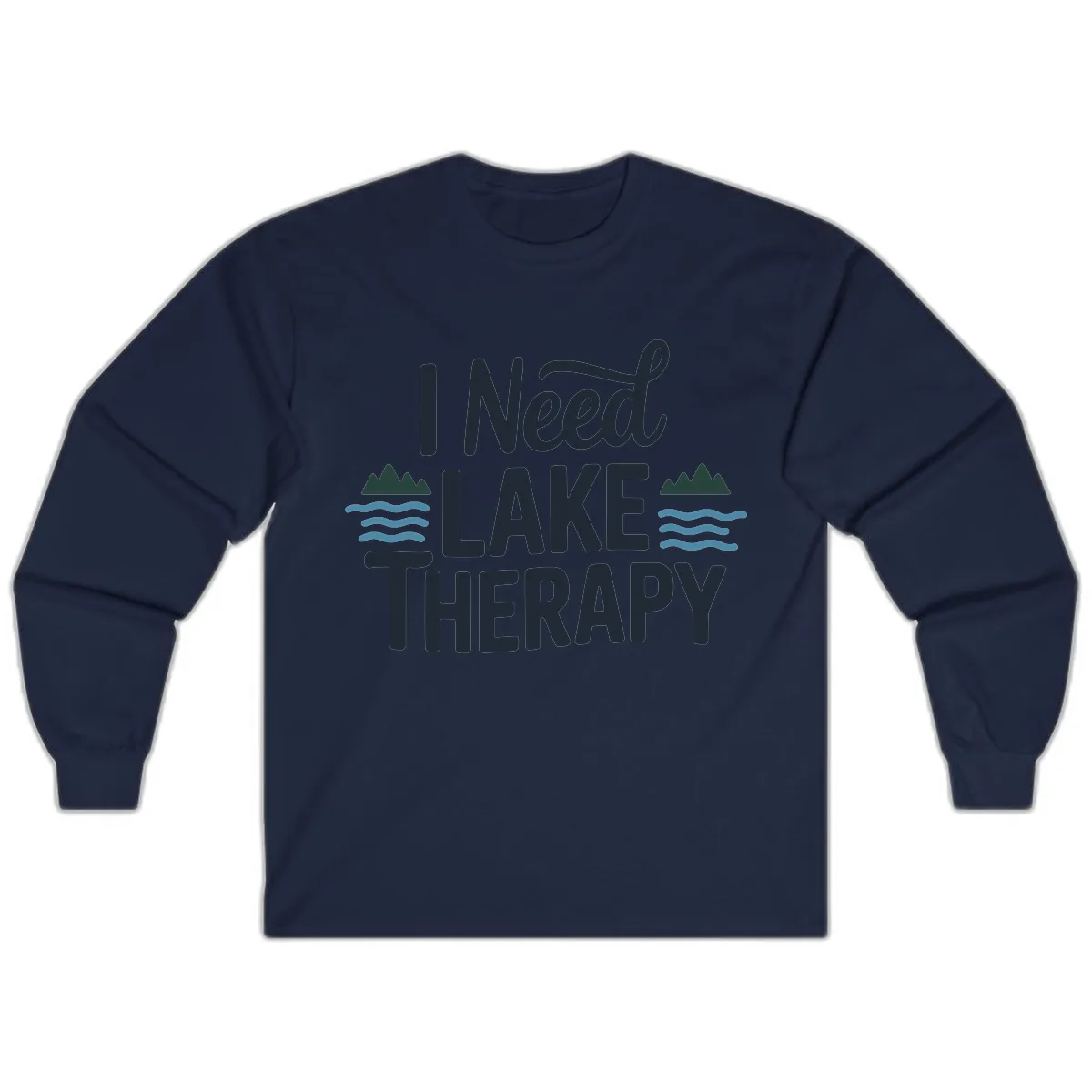 I Need Lake Therapy Typography Long Sleeve in Navy