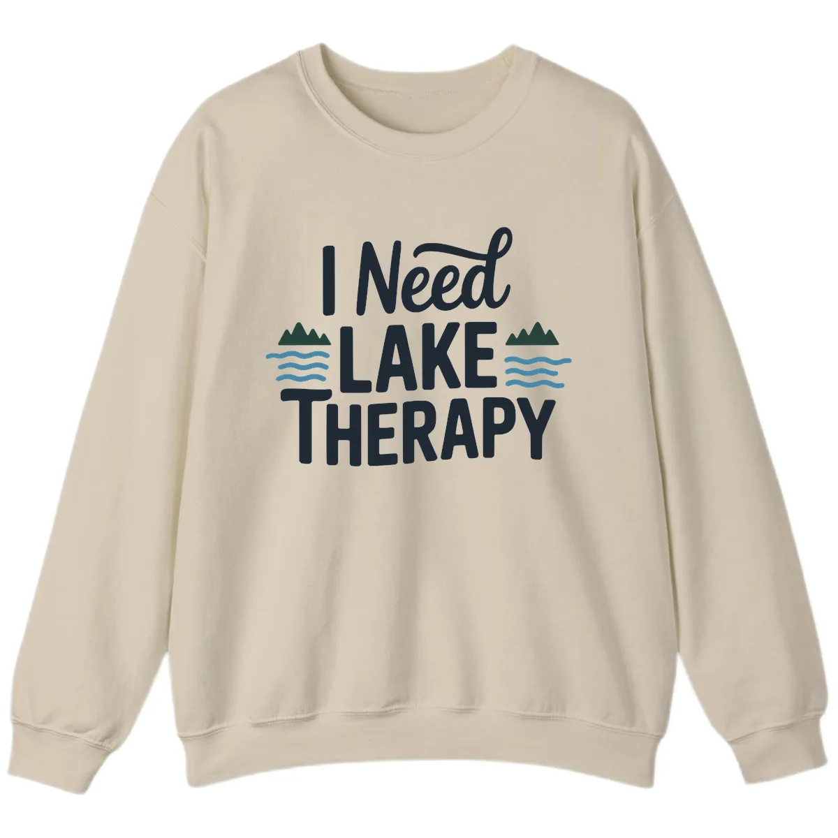 I Need Lake Therapy Typography Sweatshirt in Sand