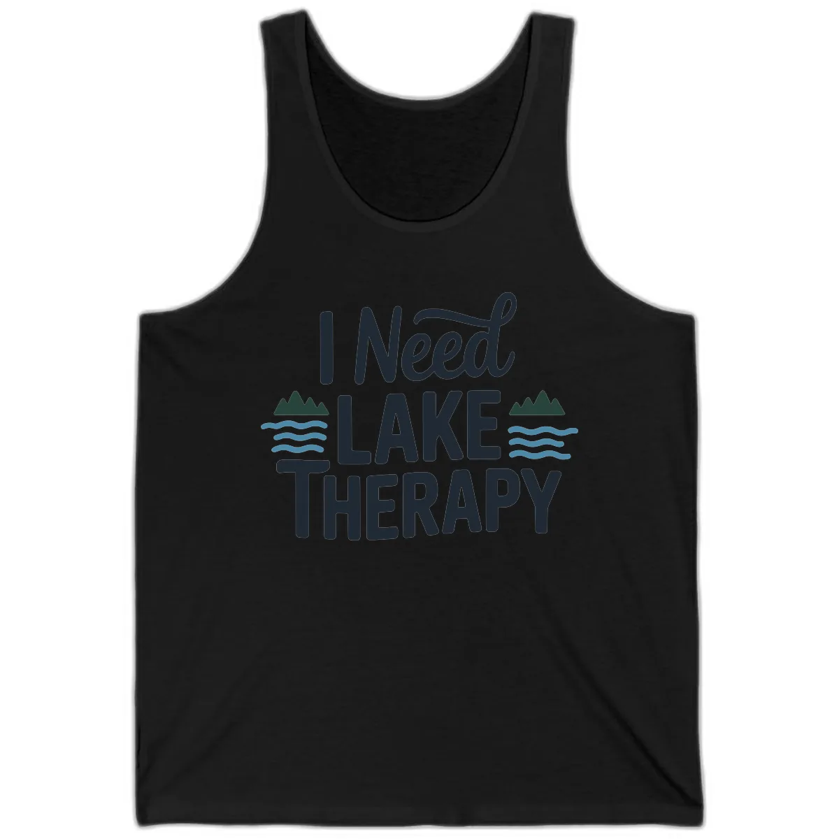 I Need Lake Therapy Typography Tank in Black