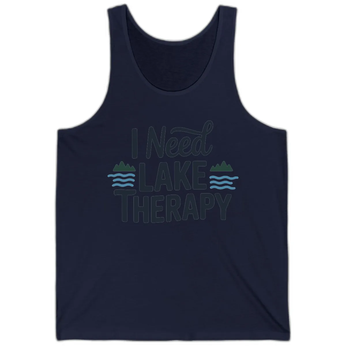 I Need Lake Therapy Typography Tank in Navy