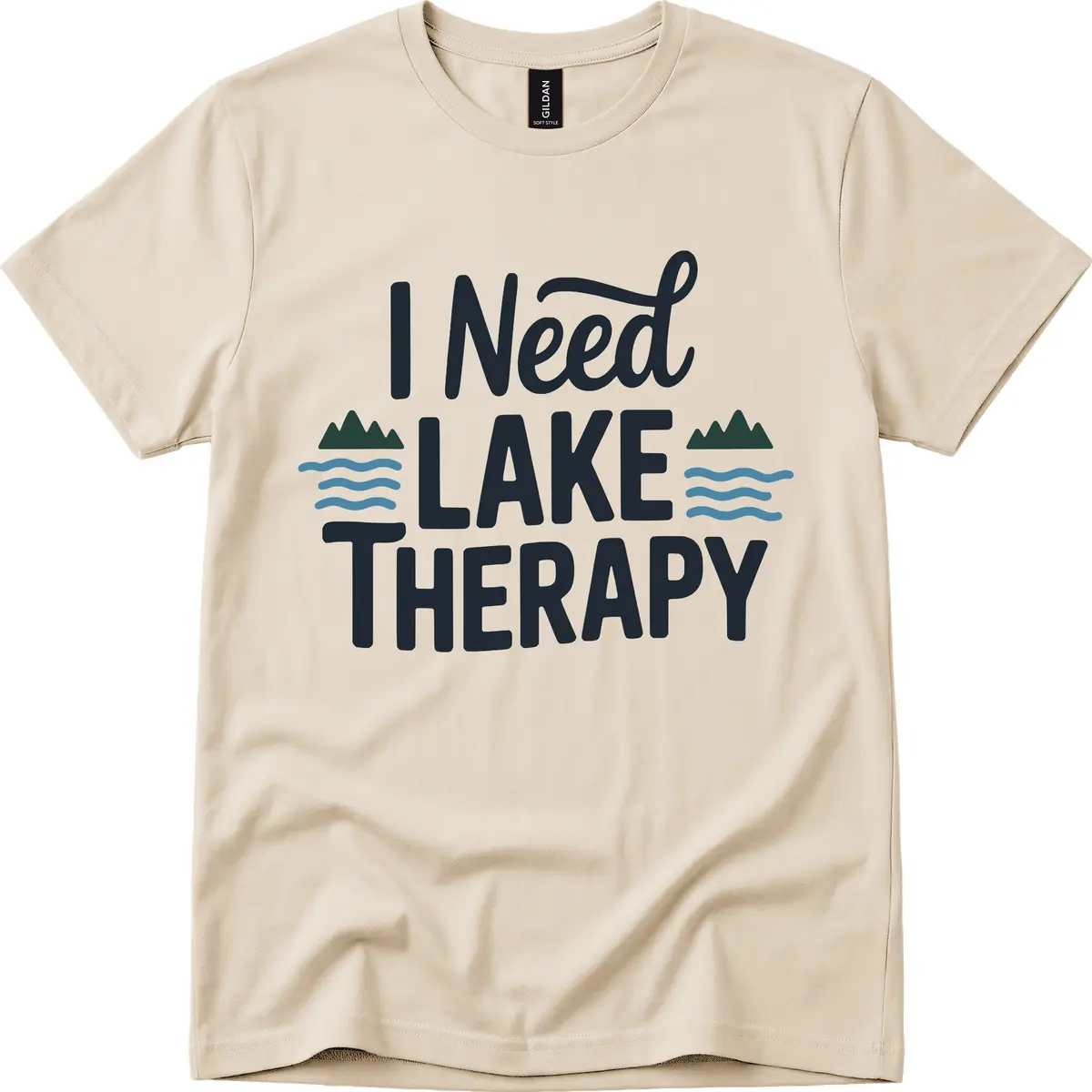 I Need Lake Therapy Typography T-Shirt in Sand