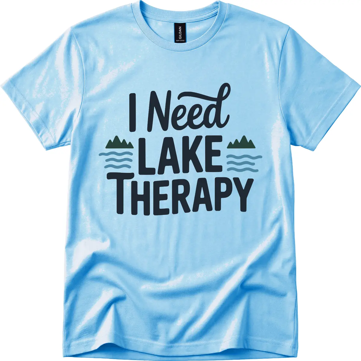 I Need Lake Therapy Typography T-Shirt in Sky