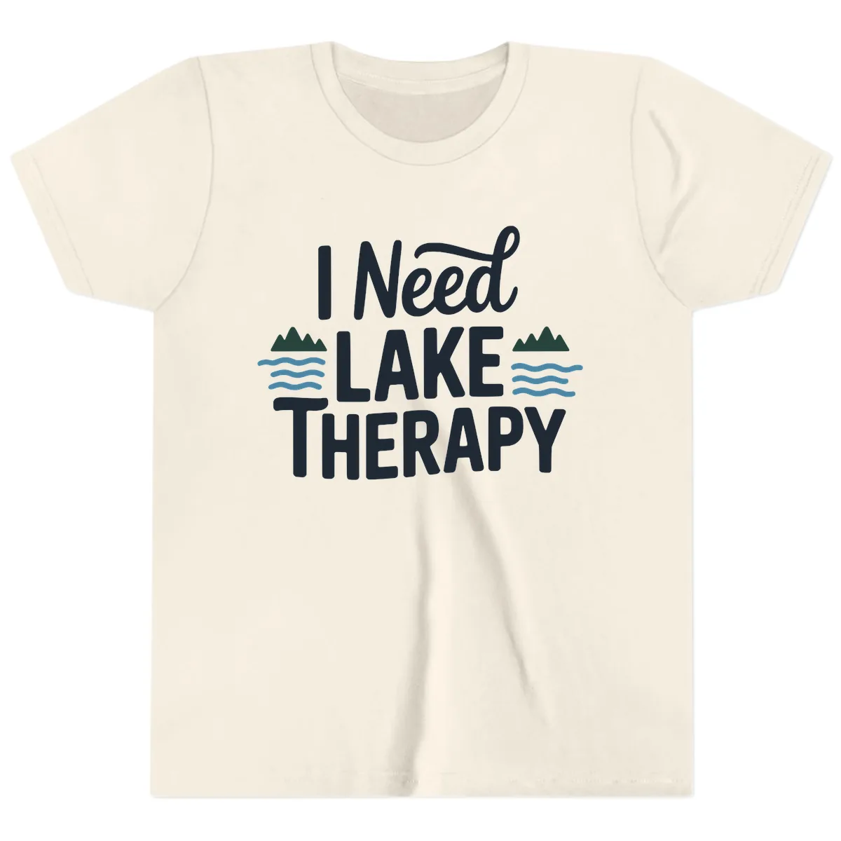 I Need Lake Therapy Typography Youth T-Shirt in Natural
