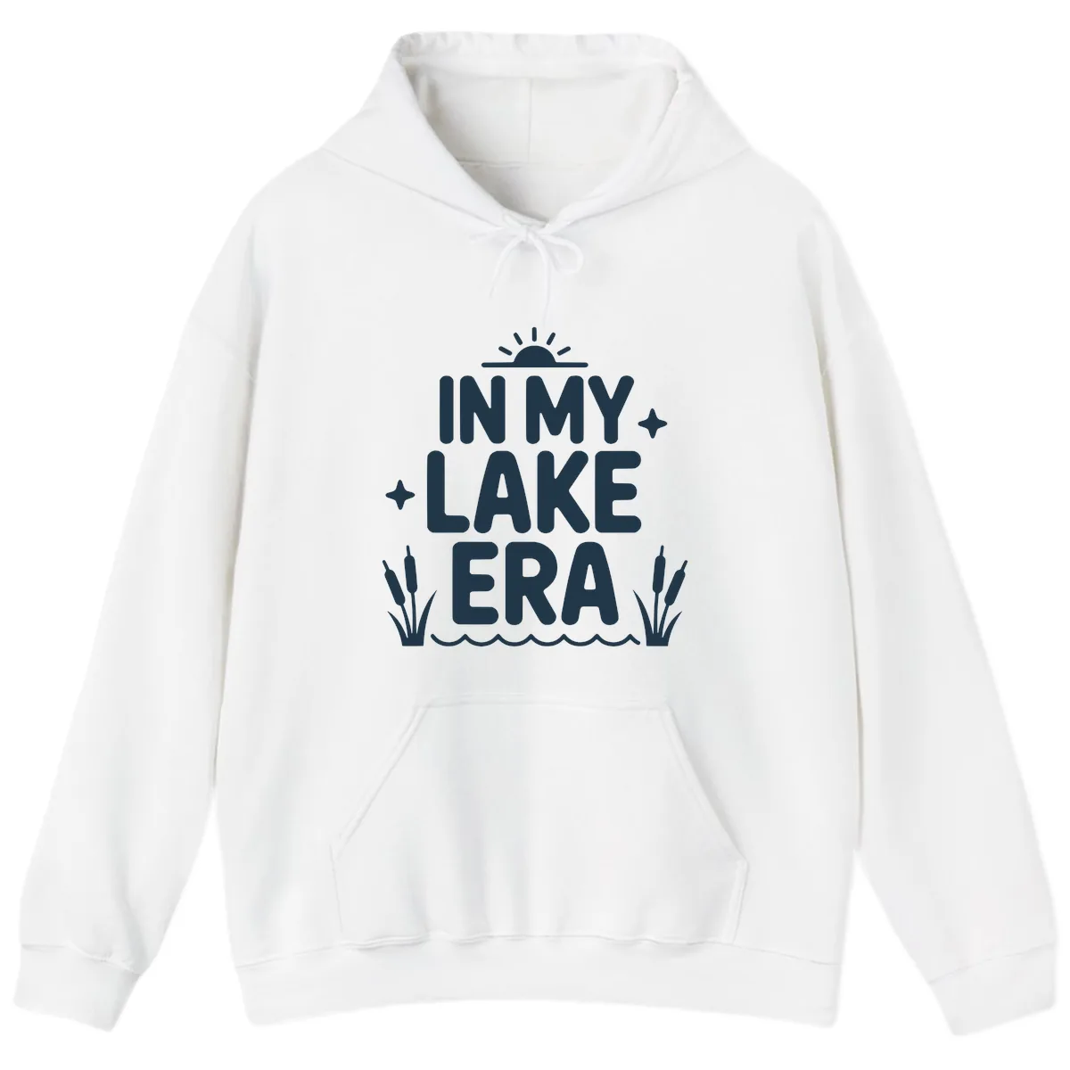 In My Lake Era Typography Design Hoodie in White
