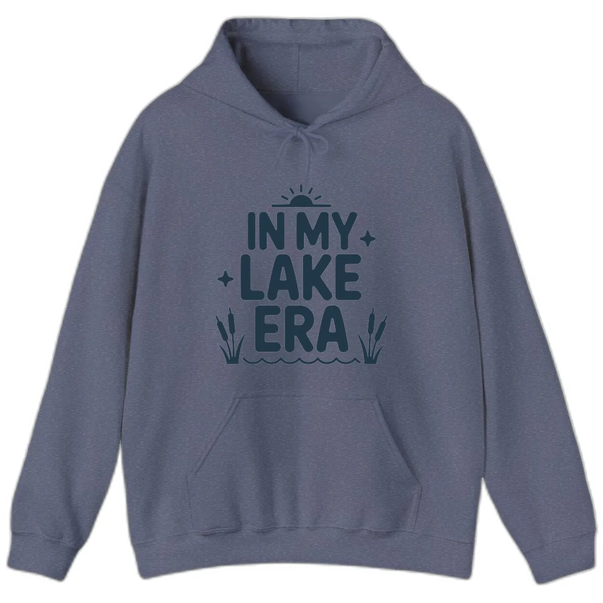 In My Lake Era Typography Design Hoodie in Heather Navy
