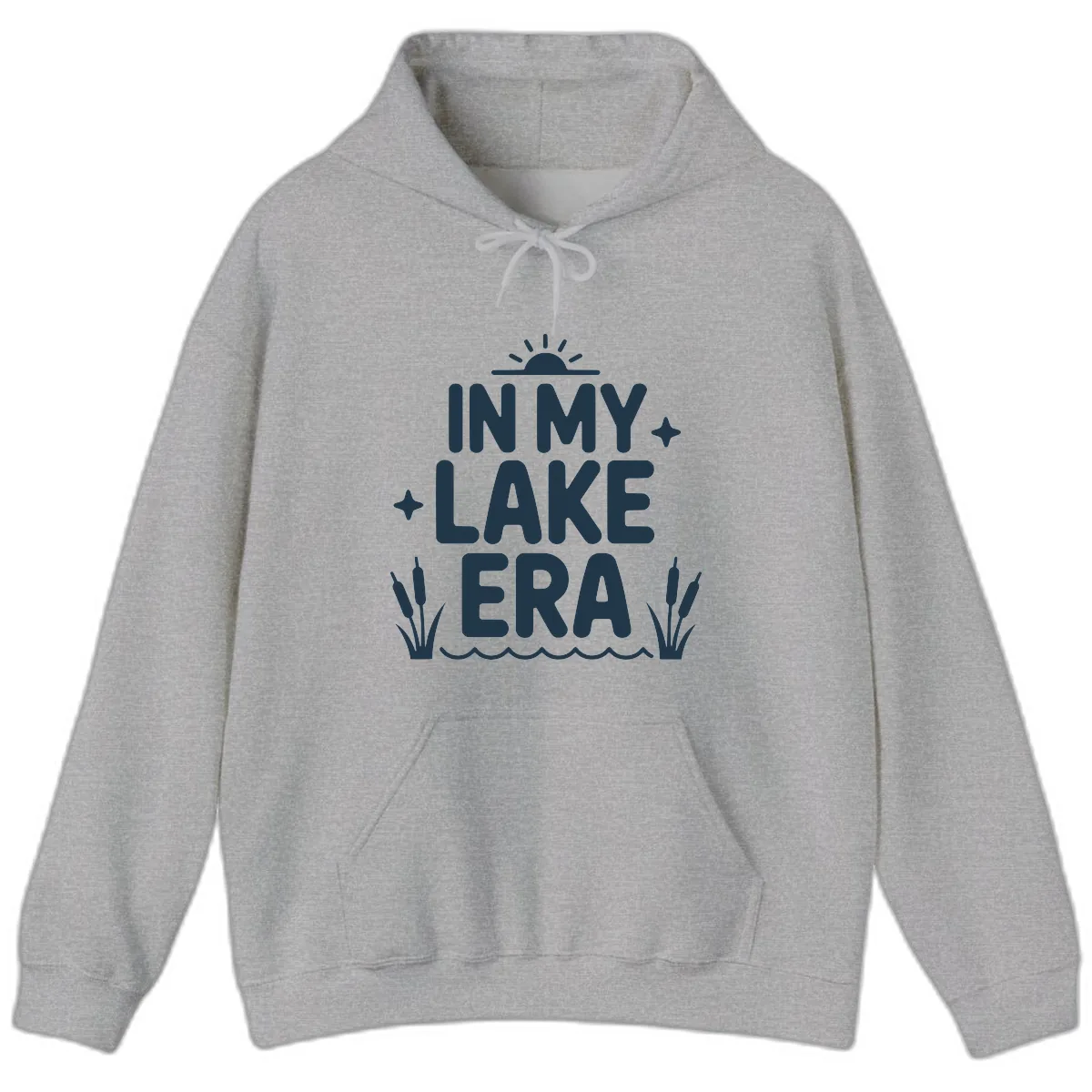 In My Lake Era Typography Design Hoodie in Sport Grey