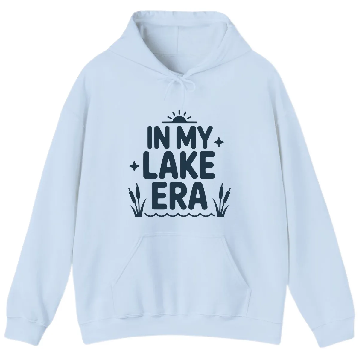 In My Lake Era Typography Design Hoodie in Light Blue