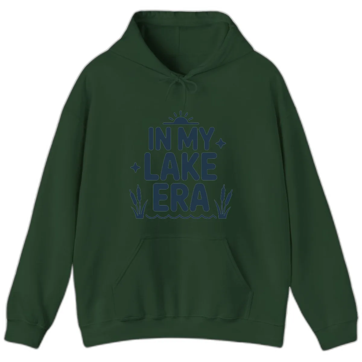 In My Lake Era Typography Design Hoodie in Forest Green