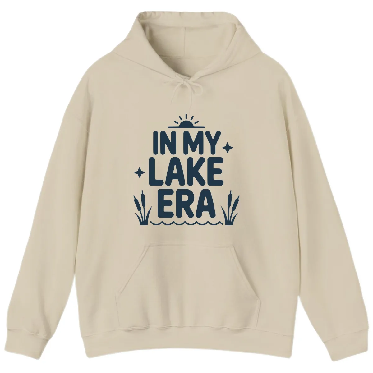 In My Lake Era Typography Design Hoodie in Sand
