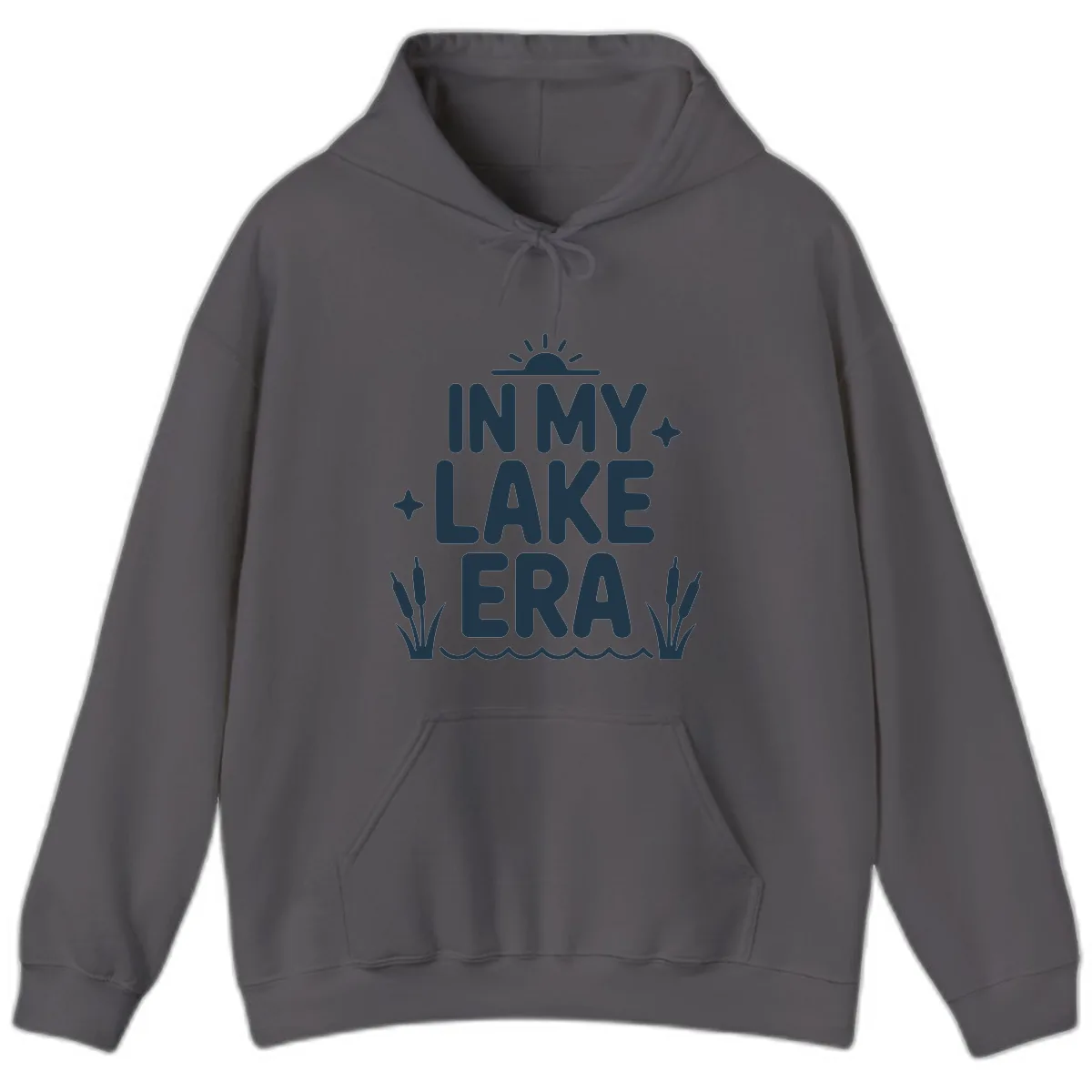 In My Lake Era Typography Design Hoodie in Charcoal