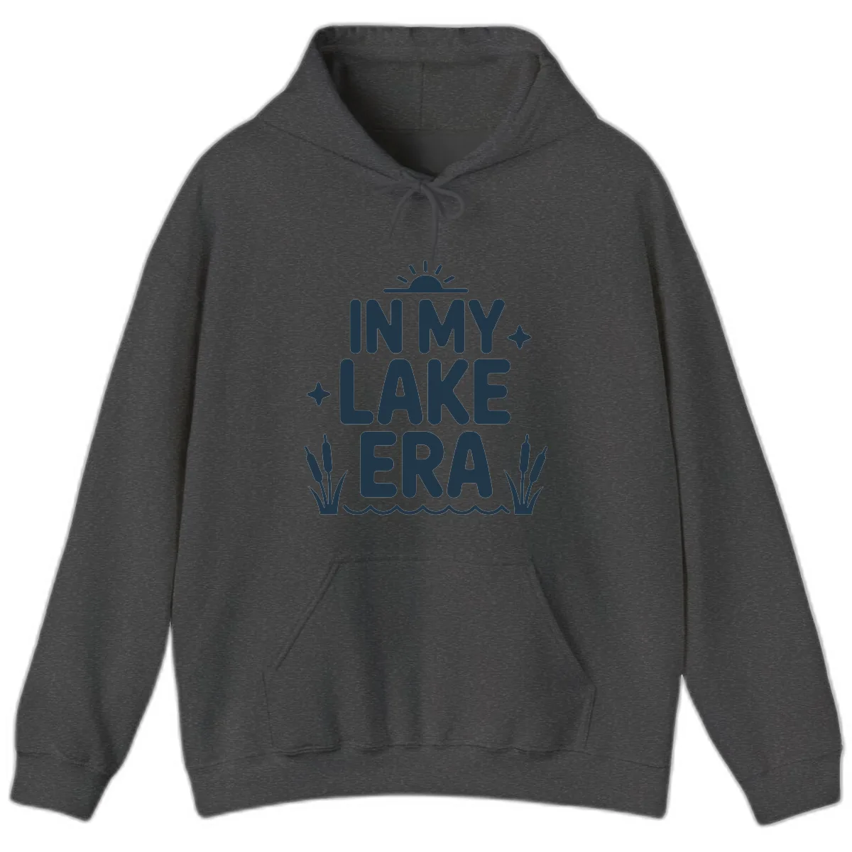 In My Lake Era Typography Design Hoodie in Dark Heather