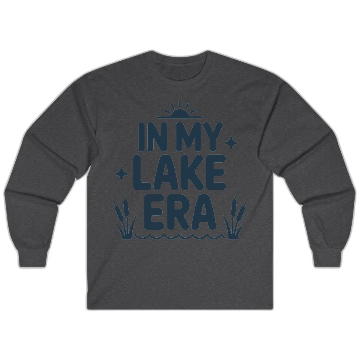 In My Lake Era Typography Design Long Sleeve in Dark Heather