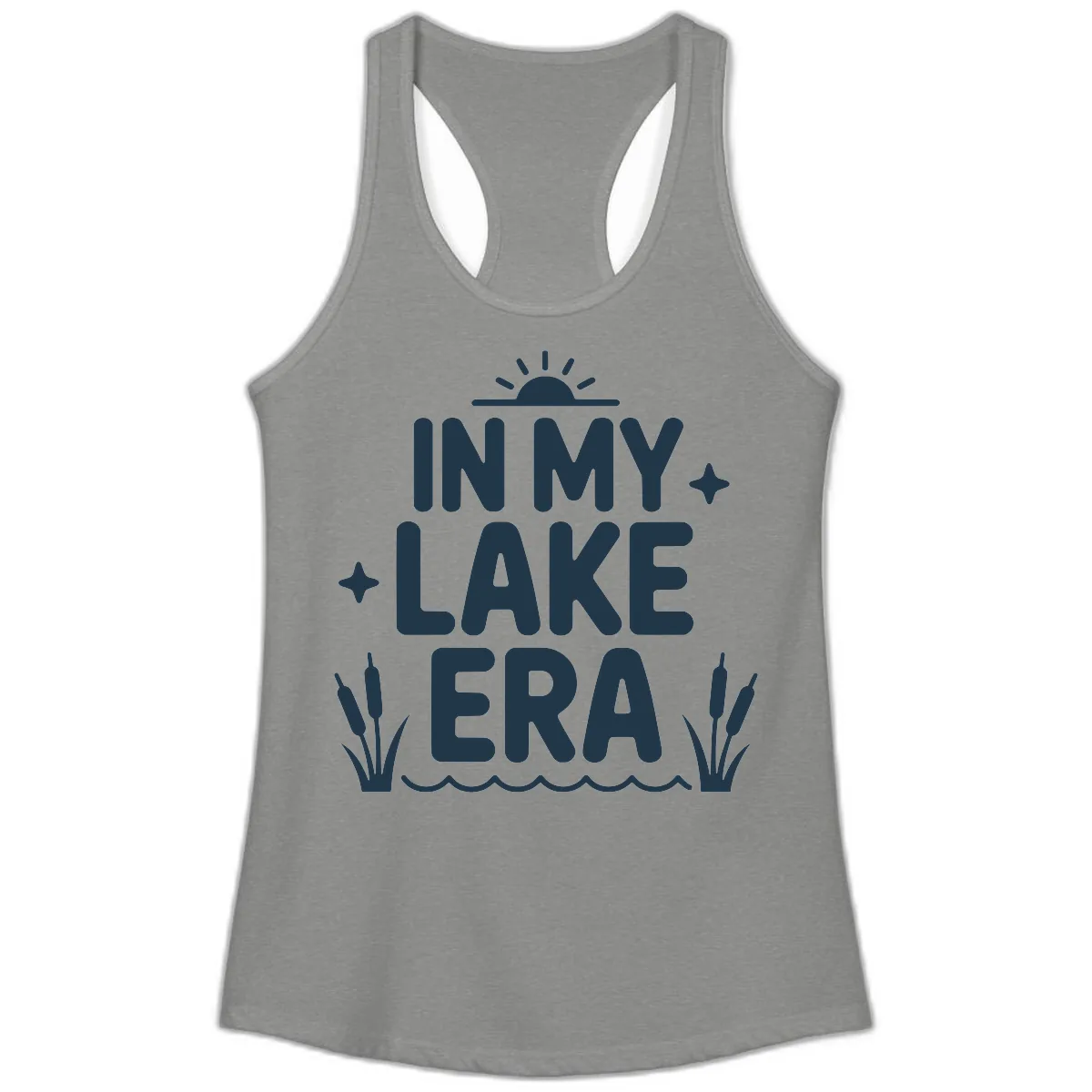 In My Lake Era Typography Design Ladies Tank in Heather Grey