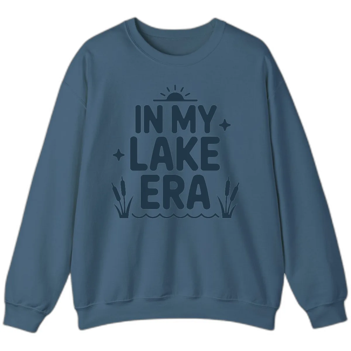 In My Lake Era Typography Design Sweatshirt in Indigo Blue