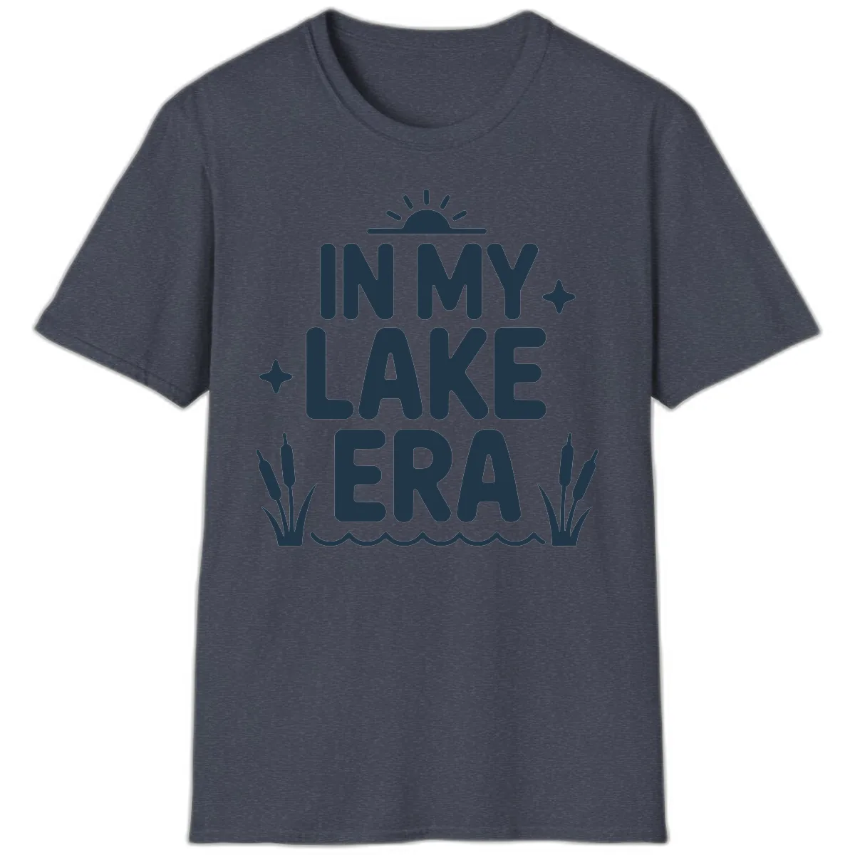 In My Lake Era Typography Design T-Shirt in Heather Navy