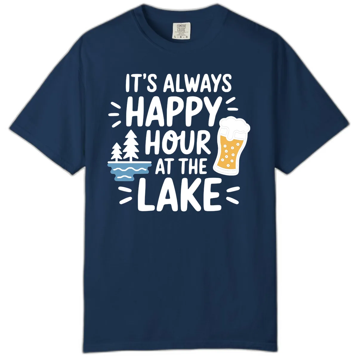 It's Always Happy Hour At The Lake Comfort Color in Navy