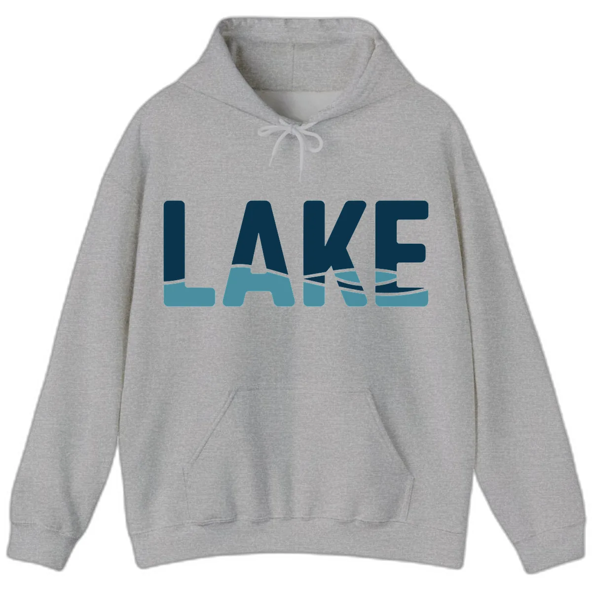 Lake Life Typographic Design Hoodie in Sport Grey