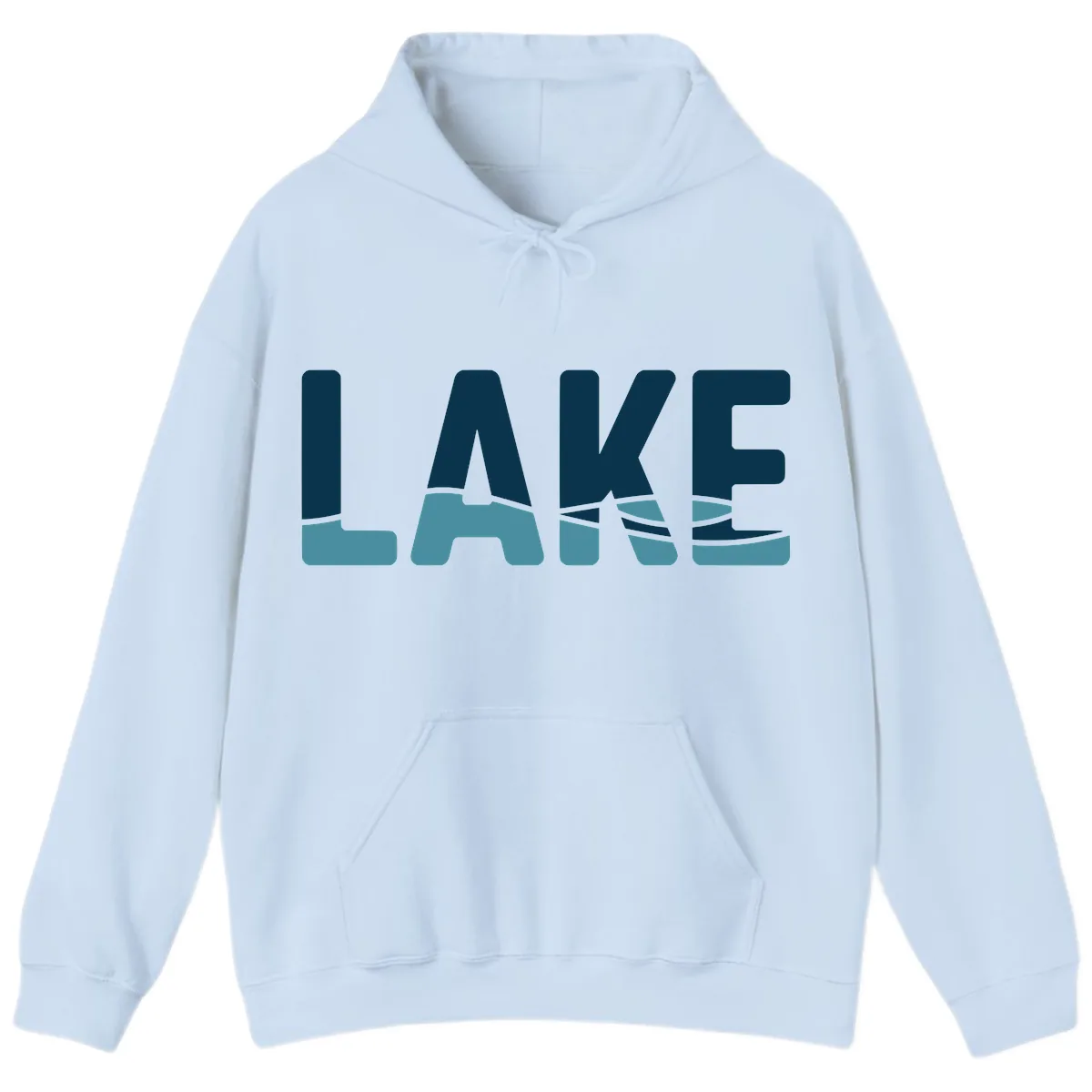 Lake Life Typographic Design Hoodie in Light Blue