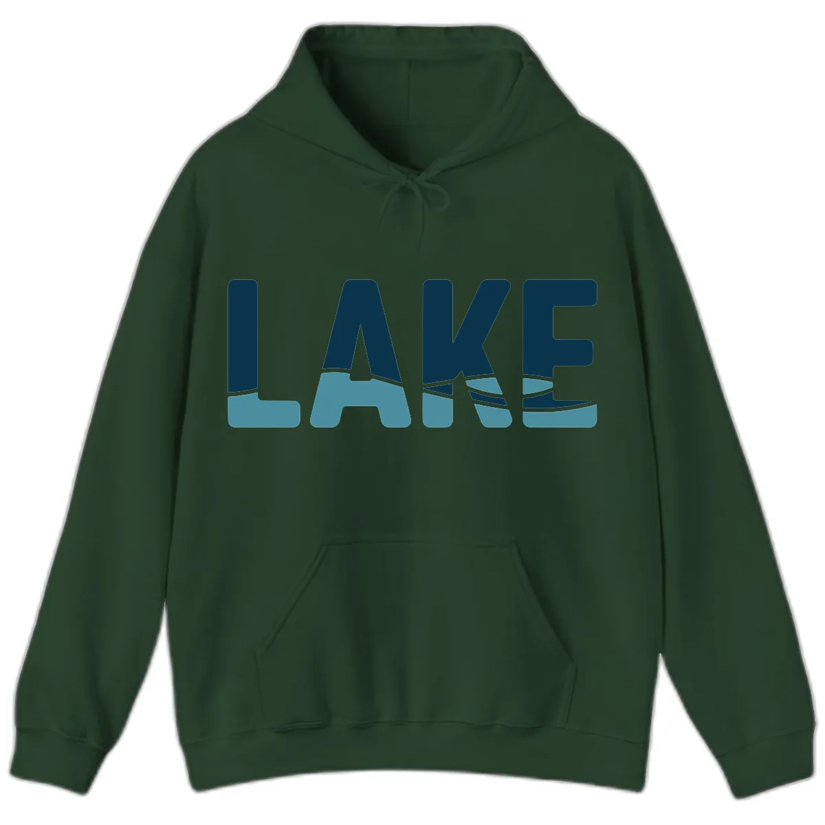 Lake Life Typographic Design Hoodie in Forest Green