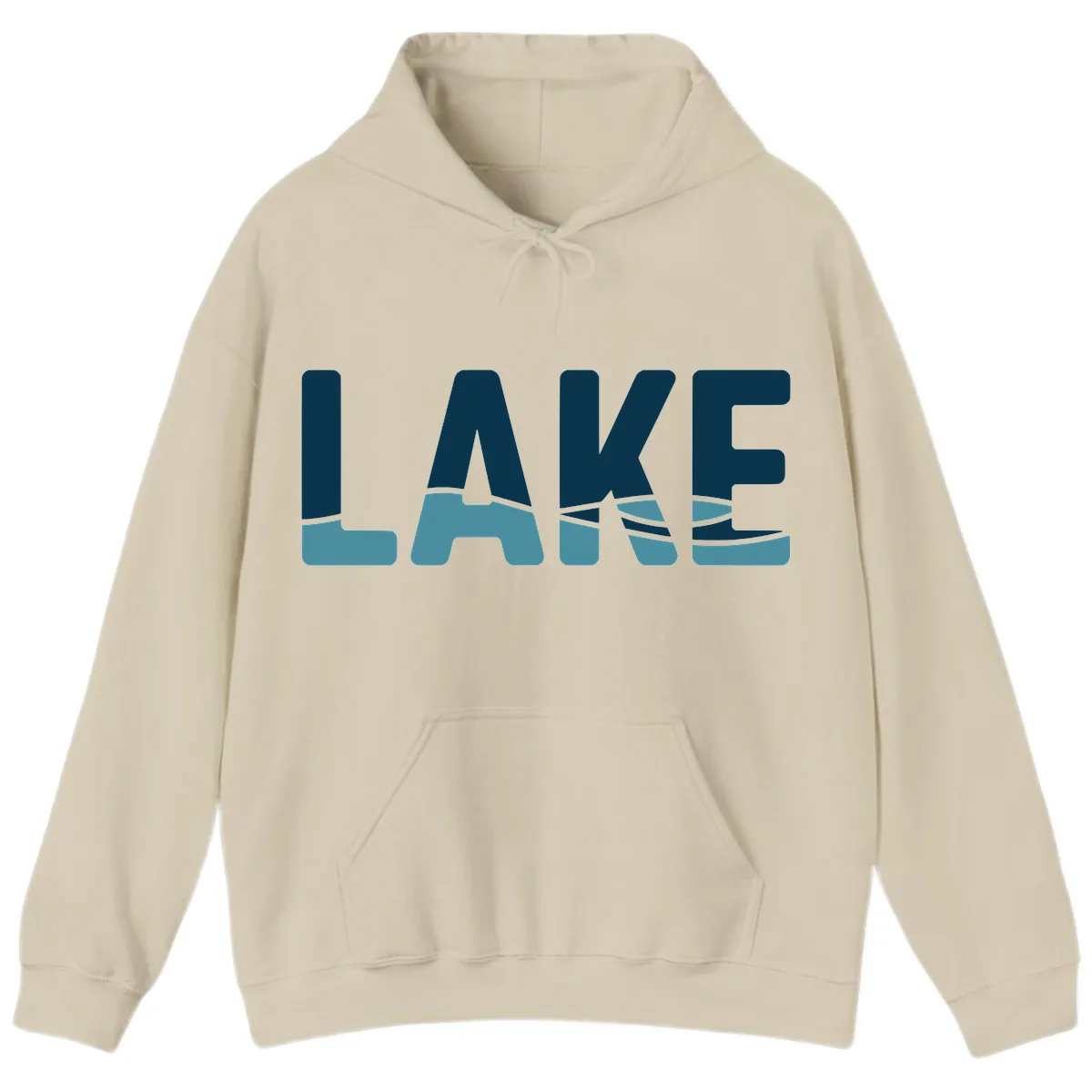 Lake Life Typographic Design Hoodie in Sand
