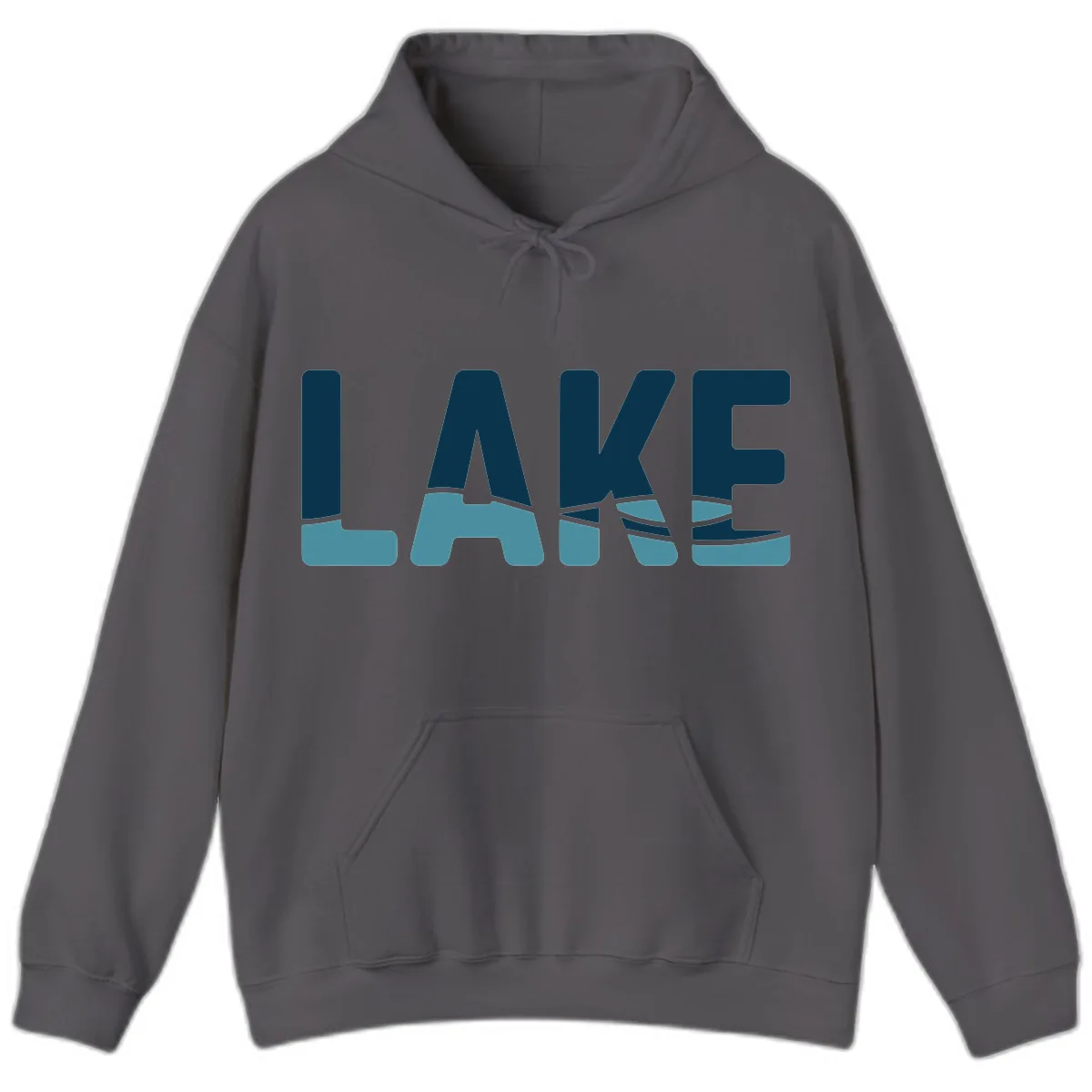Lake Life Typographic Design Hoodie in Charcoal