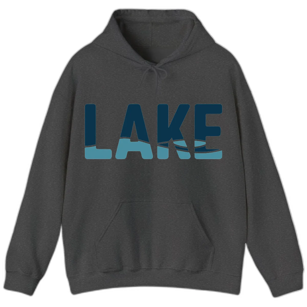 Lake Life Typographic Design Hoodie in Dark Heather