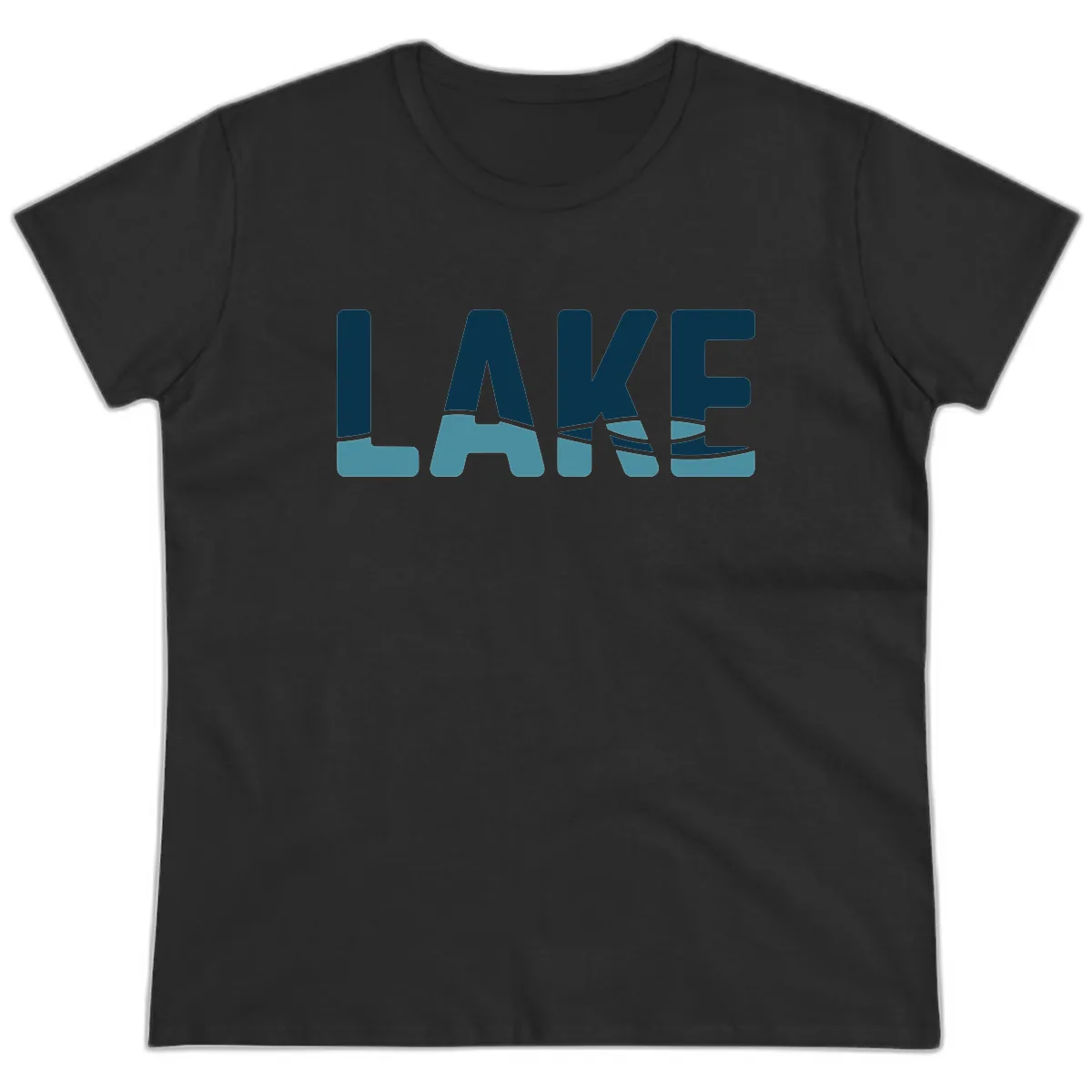 Lake Life Typographic Design Ladies Tee in Black