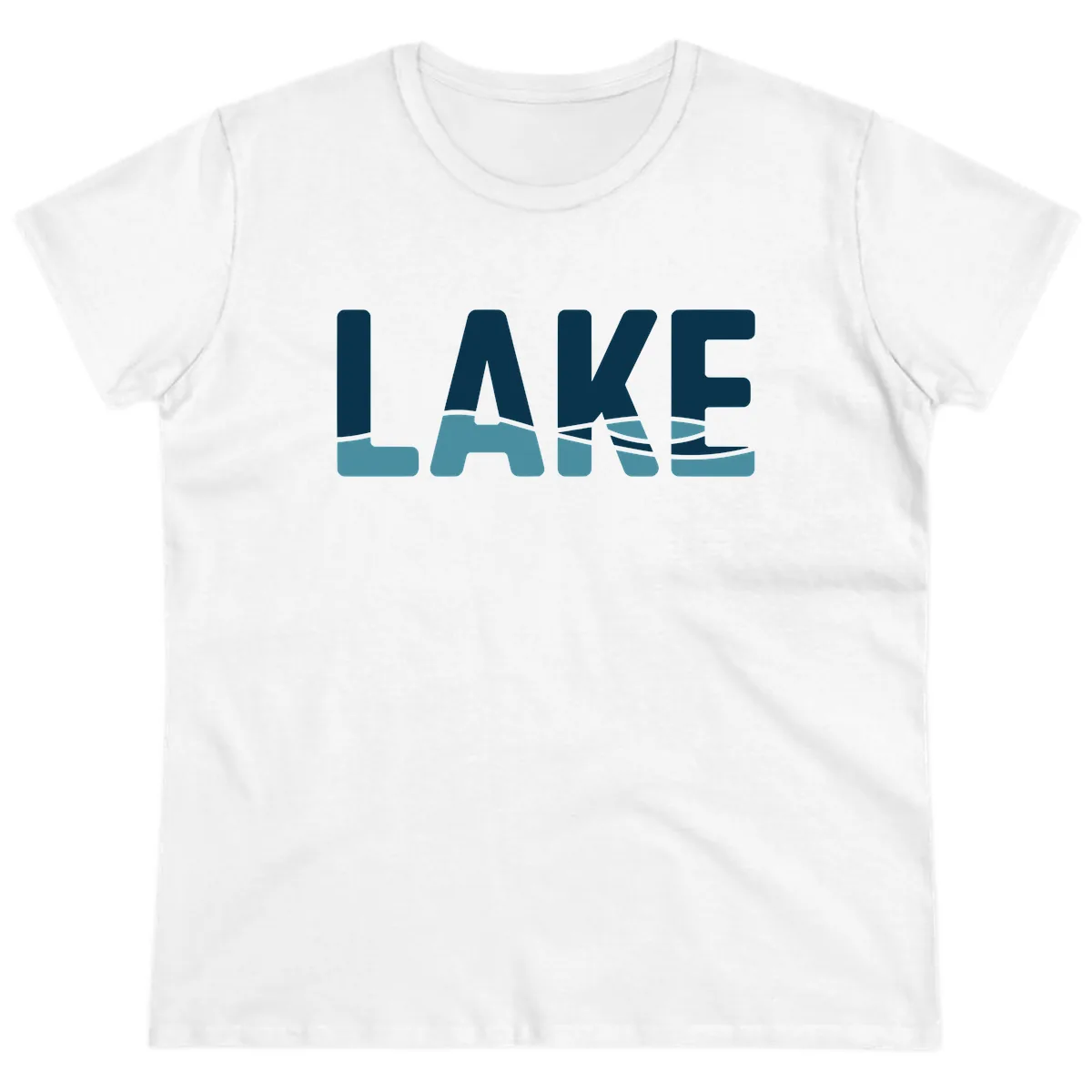 Lake Life Typographic Design Ladies Tee in White