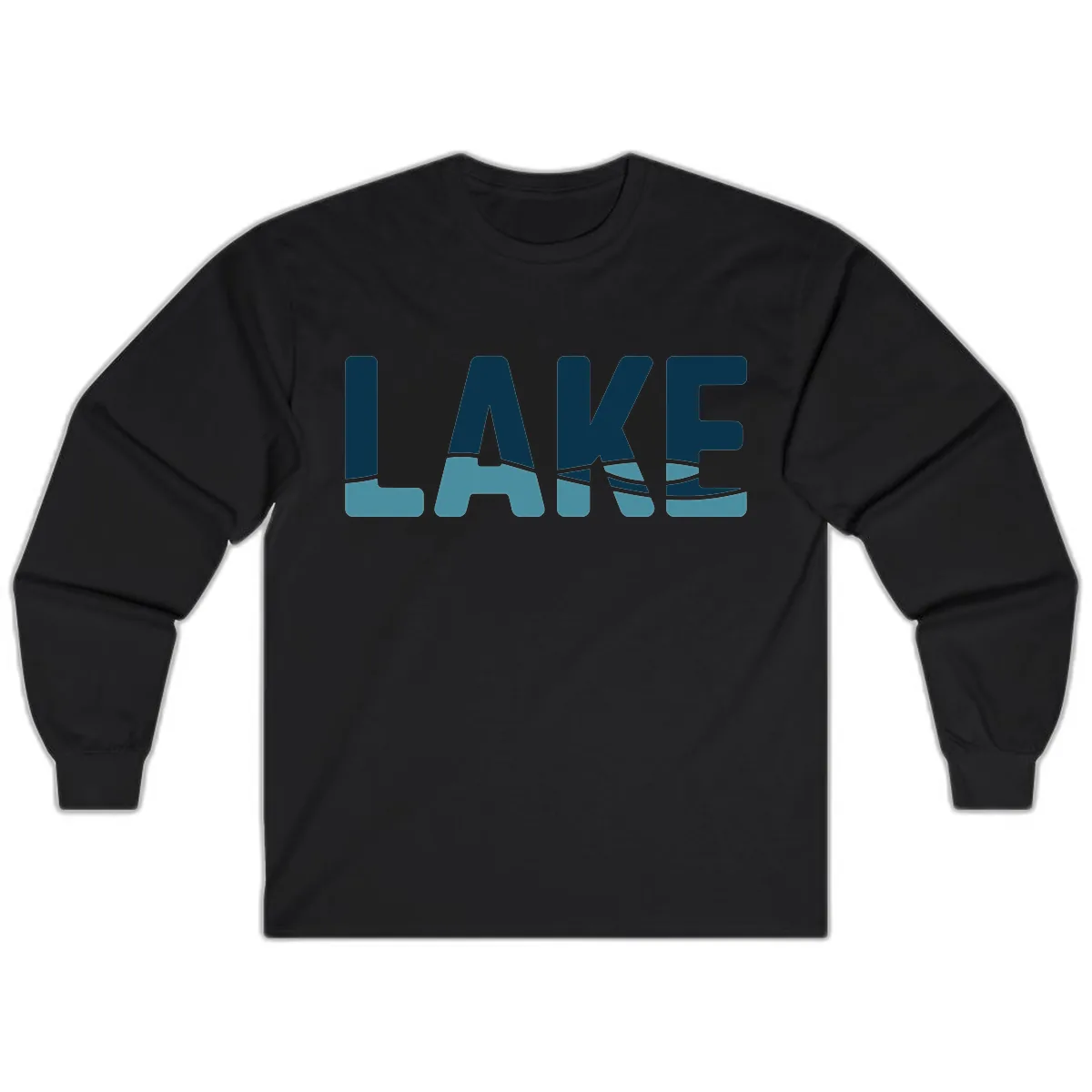Lake Life Typographic Design Long Sleeve in Black
