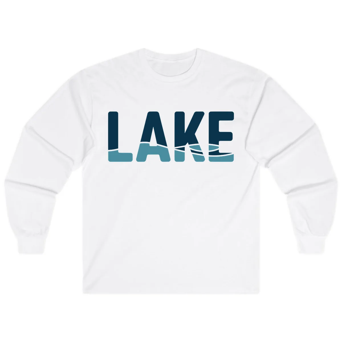 Lake Life Typographic Design Long Sleeve in White