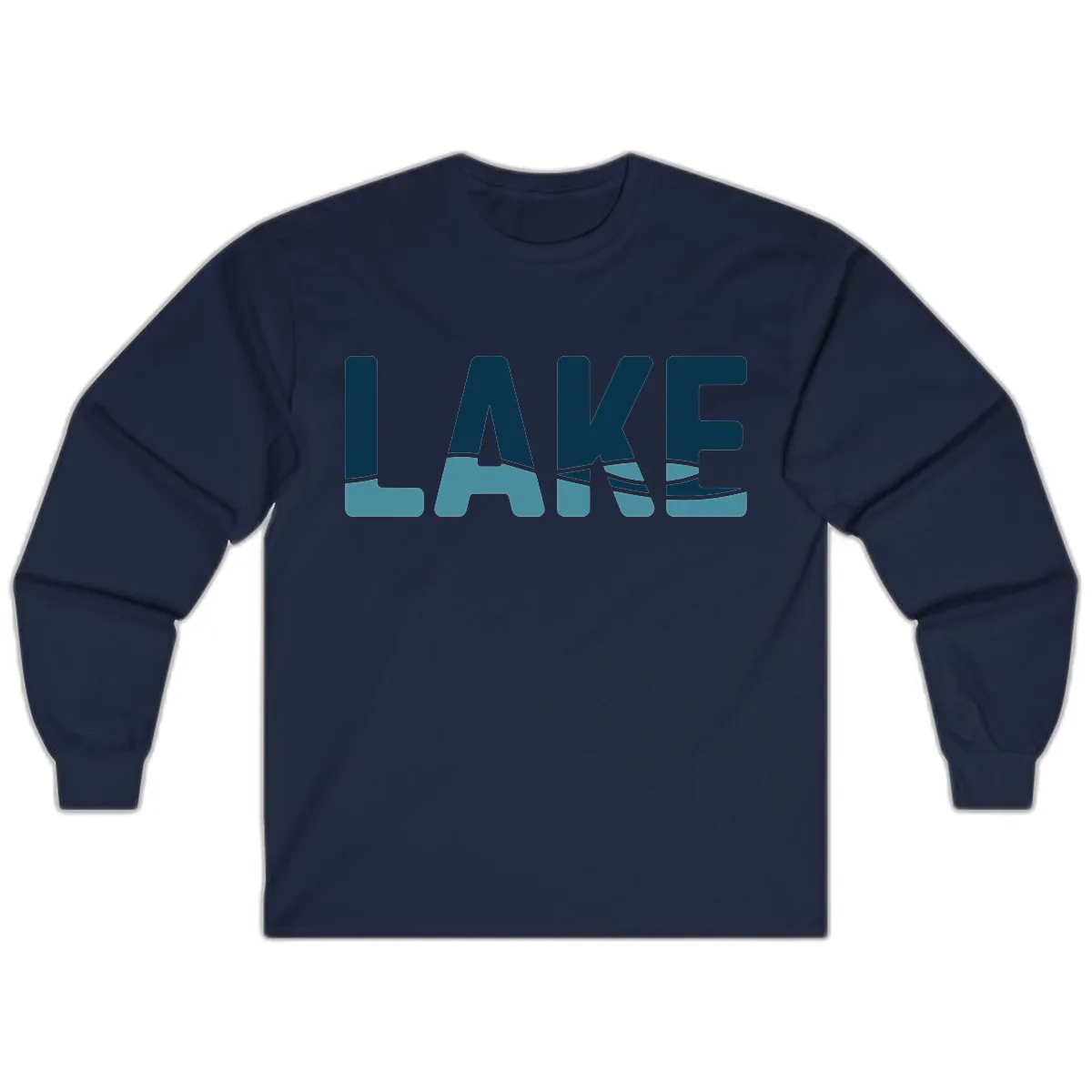 Lake Life Typographic Design Long Sleeve in Navy