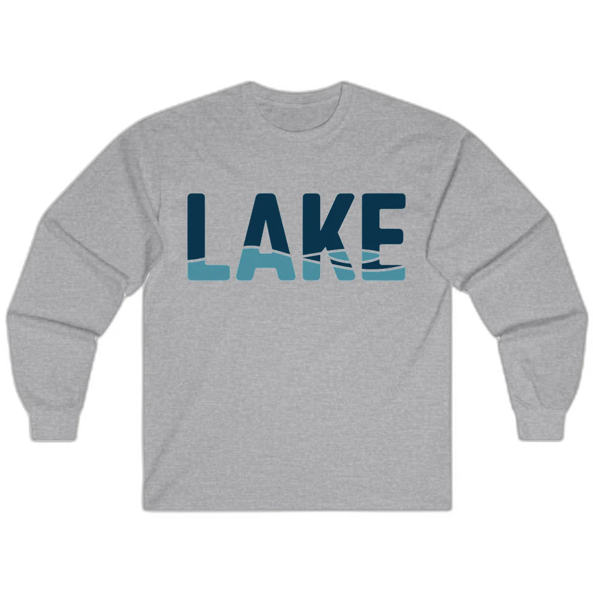 Lake Life Typographic Design Long Sleeve in Sport Grey