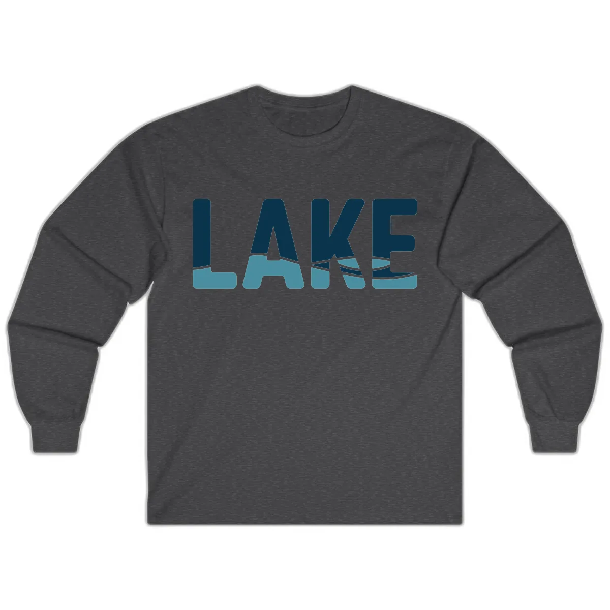 Lake Life Typographic Design Long Sleeve in Dark Heather