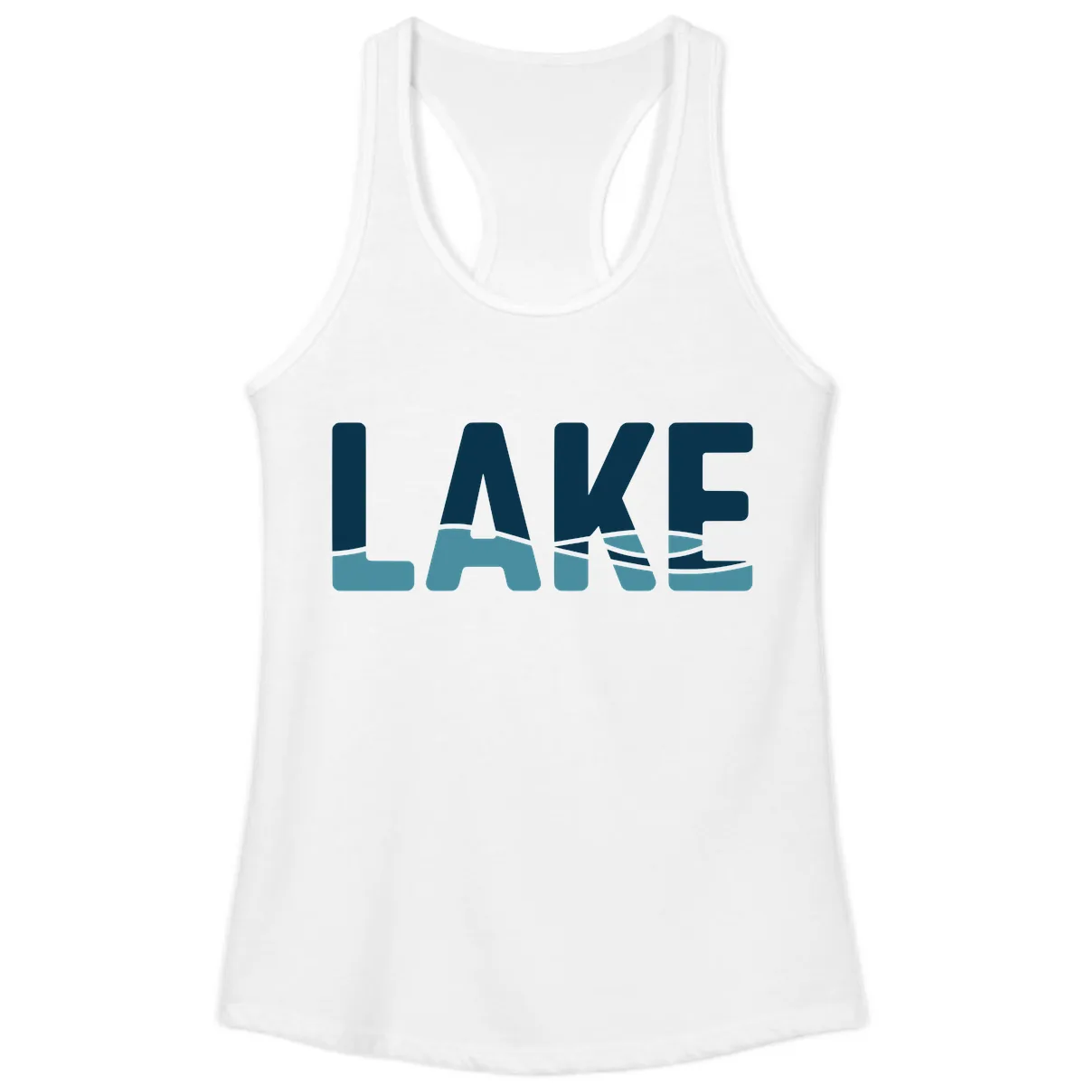 Lake Life Typographic Design Ladies Tank in White