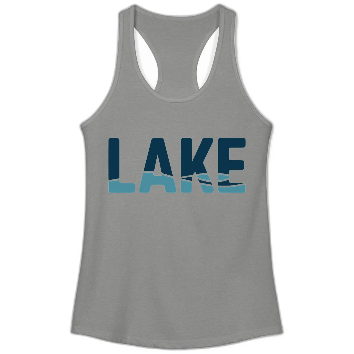 Lake Life Typographic Design Ladies Tank in Heather Grey