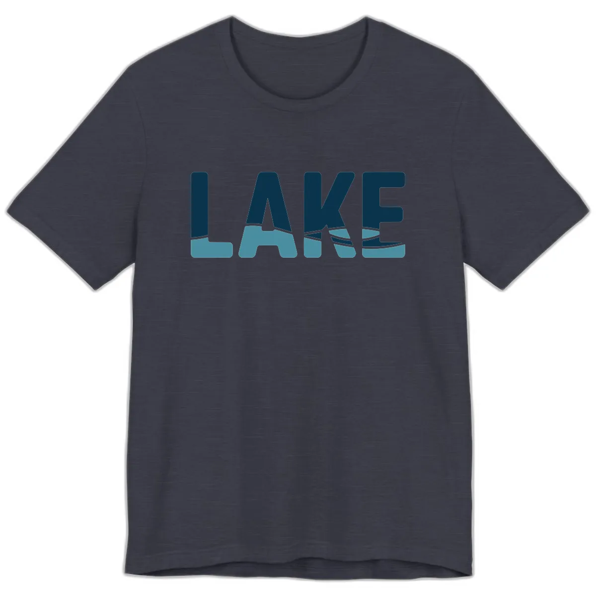 Lake Life Typographic Design Premium T-Shirt in Heather Midnight Navy