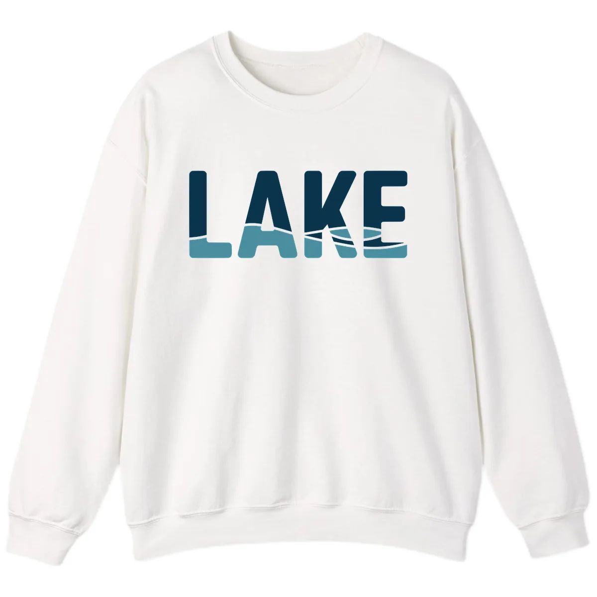 Lake Life Typographic Design Sweatshirt in White