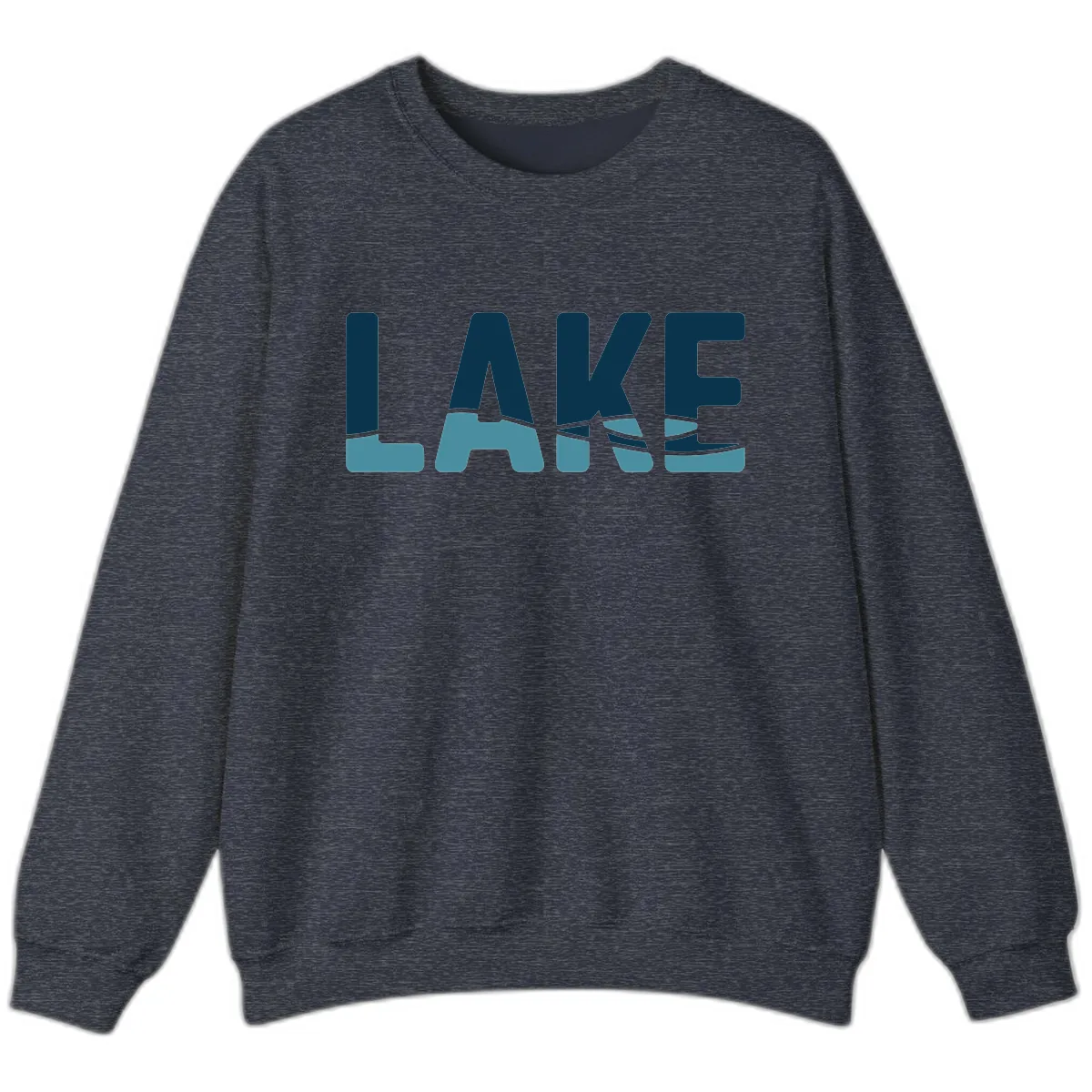 Lake Life Typographic Design Sweatshirt in Heather Sport Dark Navy