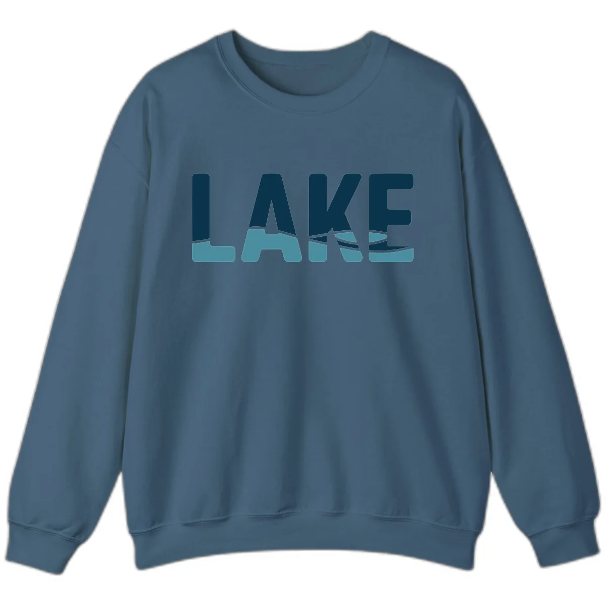 Lake Life Typographic Design Sweatshirt in Indigo Blue