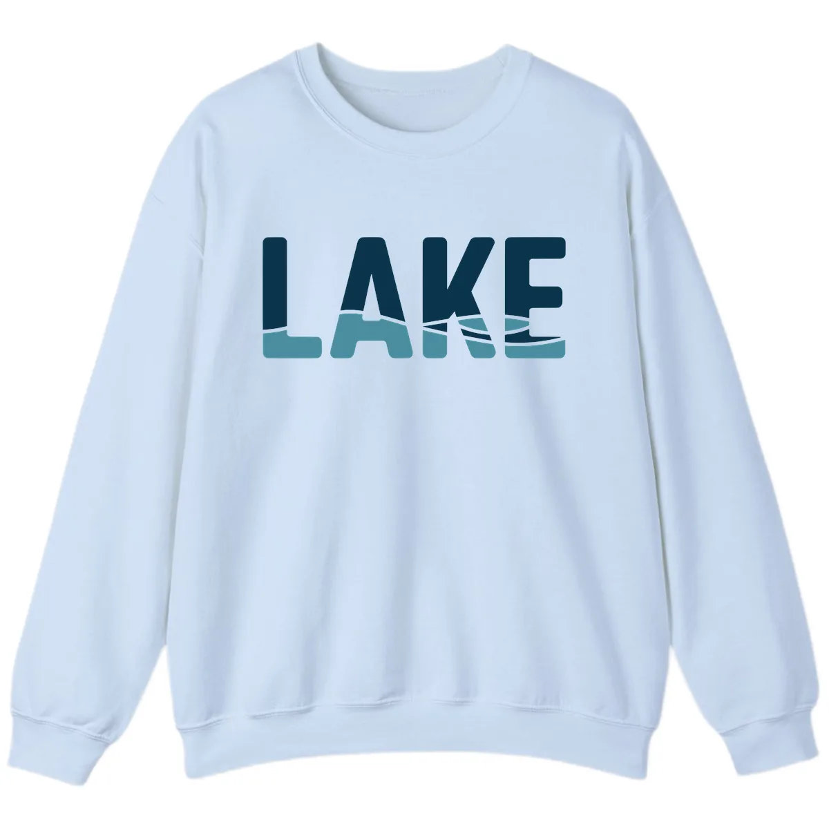 Lake Life Typographic Design Sweatshirt in Light Blue