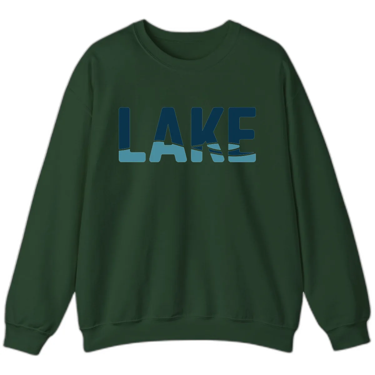 Lake Life Typographic Design Sweatshirt in Forest Green