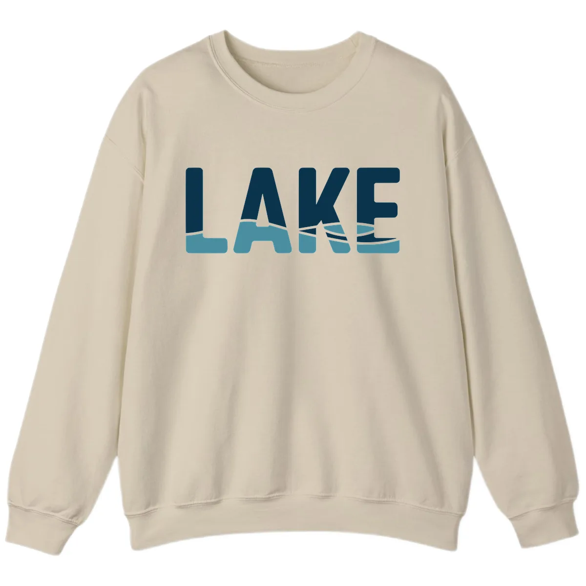 Lake Life Typographic Design Sweatshirt in Sand