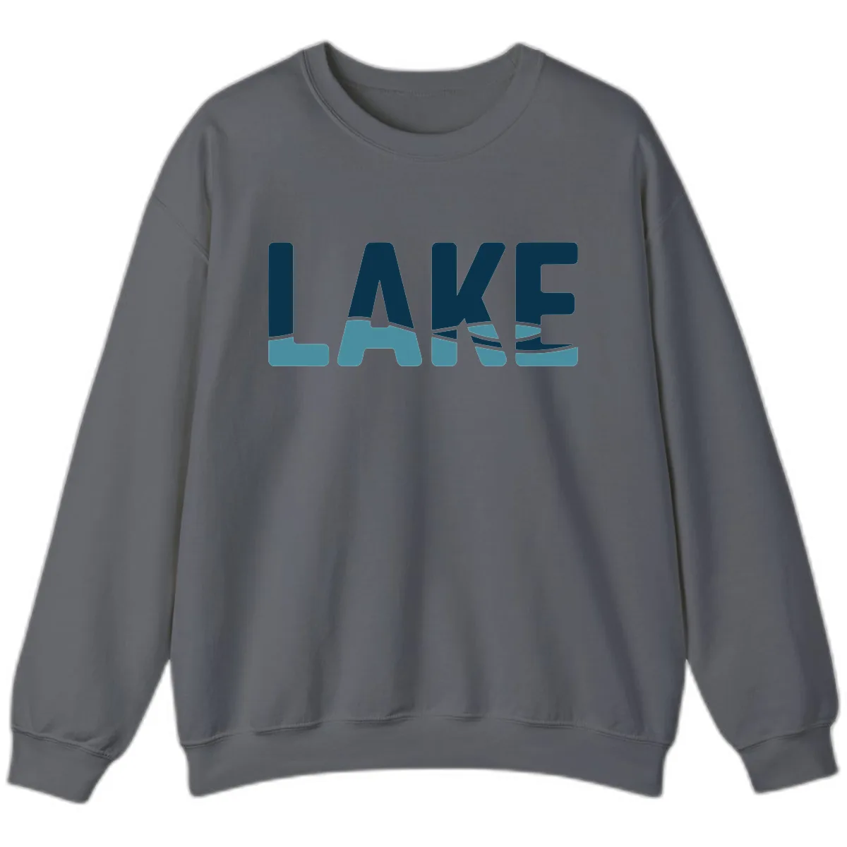 Lake Life Typographic Design Sweatshirt in Charcoal