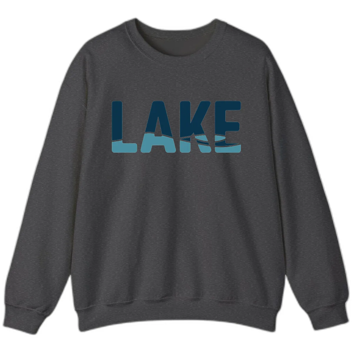 Lake Life Typographic Design Sweatshirt in Dark Heather
