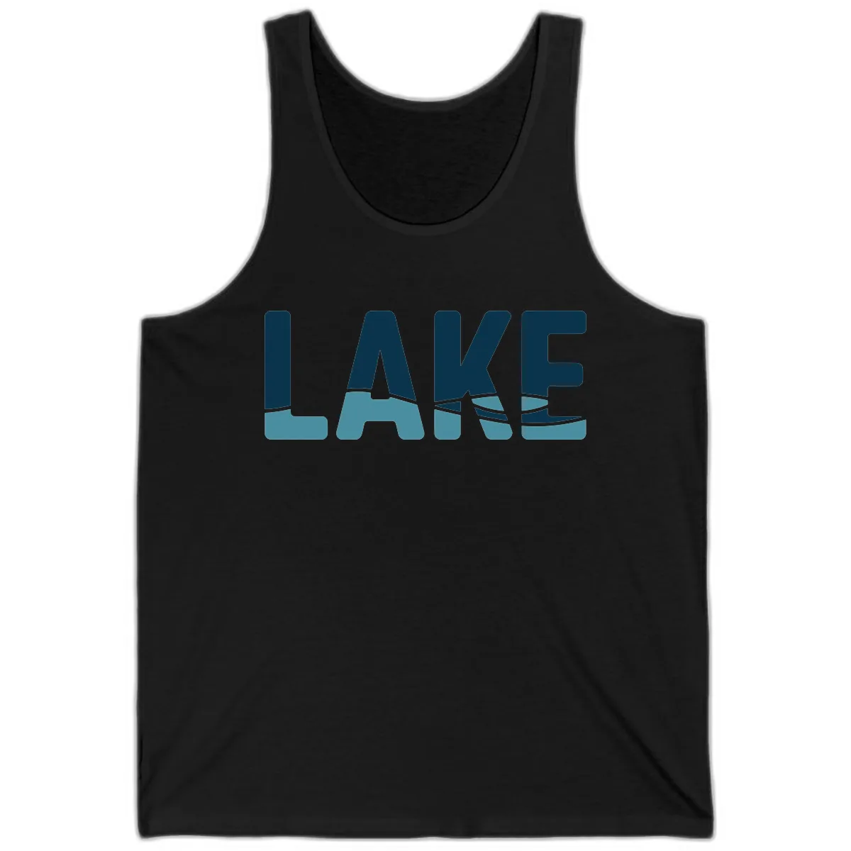 Lake Life Typographic Design Tank in Black