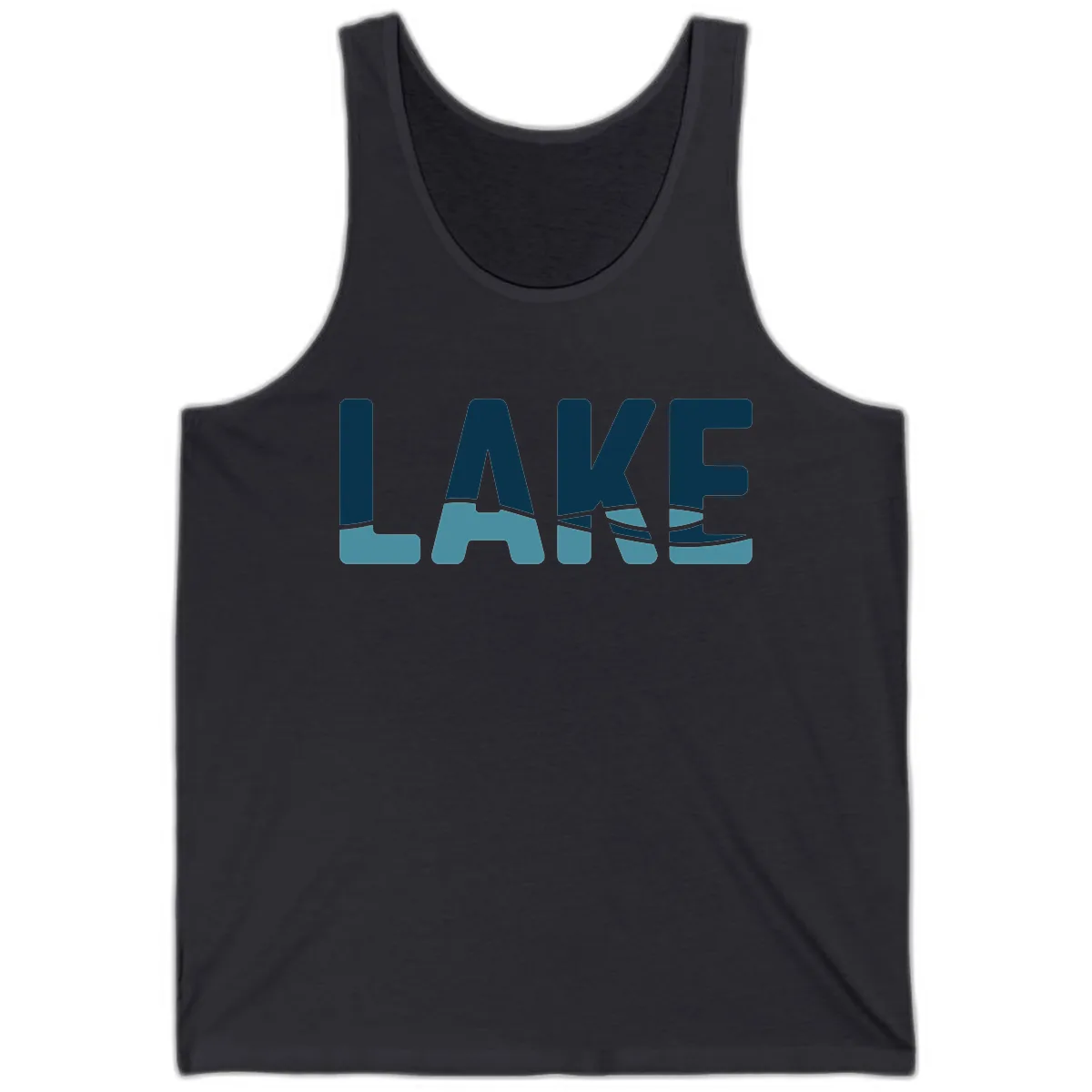 Lake Life Typographic Design Tank in Dark Grey